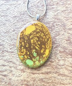 Special Friend Gift Set - Resin Oval Pendant and Earring Set, Hand Painted B