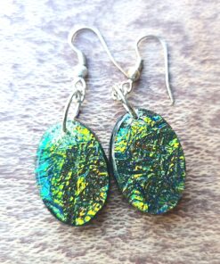 Unique Resin Pendant and Earrings Set - Faux Dichroic Gift for Her C