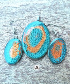 Hand Painted Oval Pendant - A