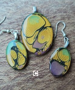 Hand Painted Oval Pendant - C