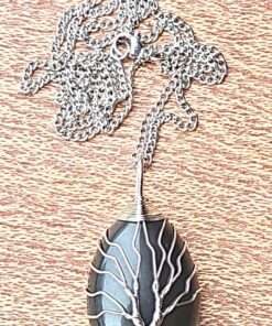 Handmade Black Tree of Life Pendant Necklace E