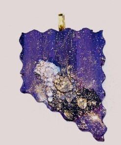 Polymer Clay Mokume Gane Purple Pendant With Texture
