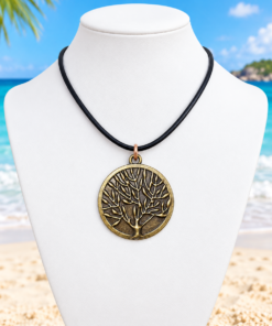Alternative view of Polymer Clay Mokume Gane Pink, White On Tree Of Live Bezel Pendant