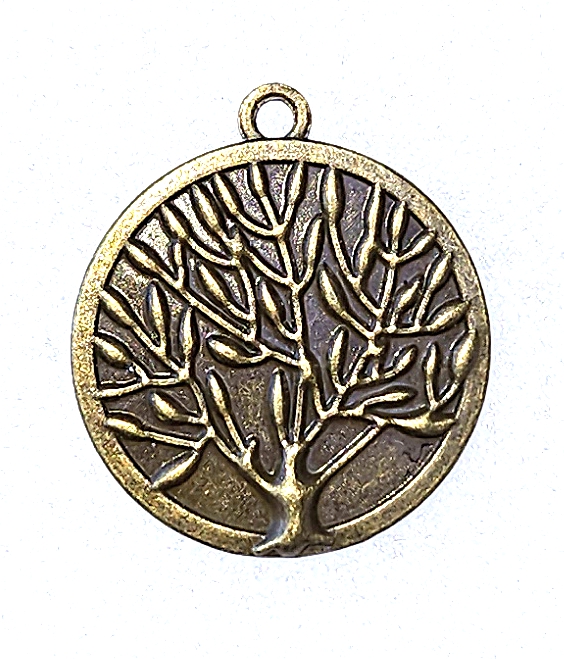 Polymer Clay Mokume Gane Pink, White On Tree Of Live Bezel Pendant - Image 2