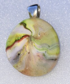 Polymer Clay Lentil Swirl Green Pendant
