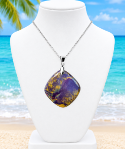 Polymer Clay Mokume Gane Purple Green Pendant