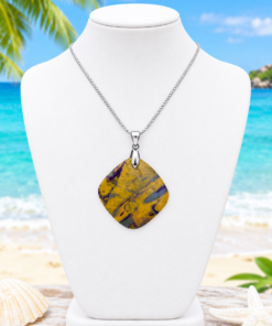 Alternative view of Polymer Clay Mokume Gane Purple Green Pendant