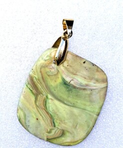 Polymer Clay Mokume Gane Green Pendant