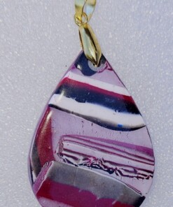Alternative view of Polymer Clay Mokume Gane Red Black White Pendant