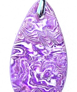 Polymer Clay Mokume Gane Purple, White Pendant