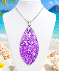 Polymer Clay Mokume Gane Purple, White Pendant