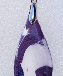 Polymer Clay Mokume Gane Purple And White Pendant