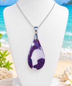 Polymer Clay Mokume Gane Purple And White Pendant