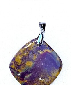Polymer Clay Mokume Gane Purple Green Pendant